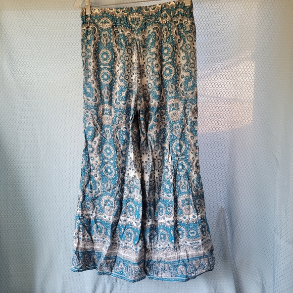 Anthropologie Feather Bone Blue Talese Wide Leg Ankle Crop Pants Size 2 - Picture 5 of 7